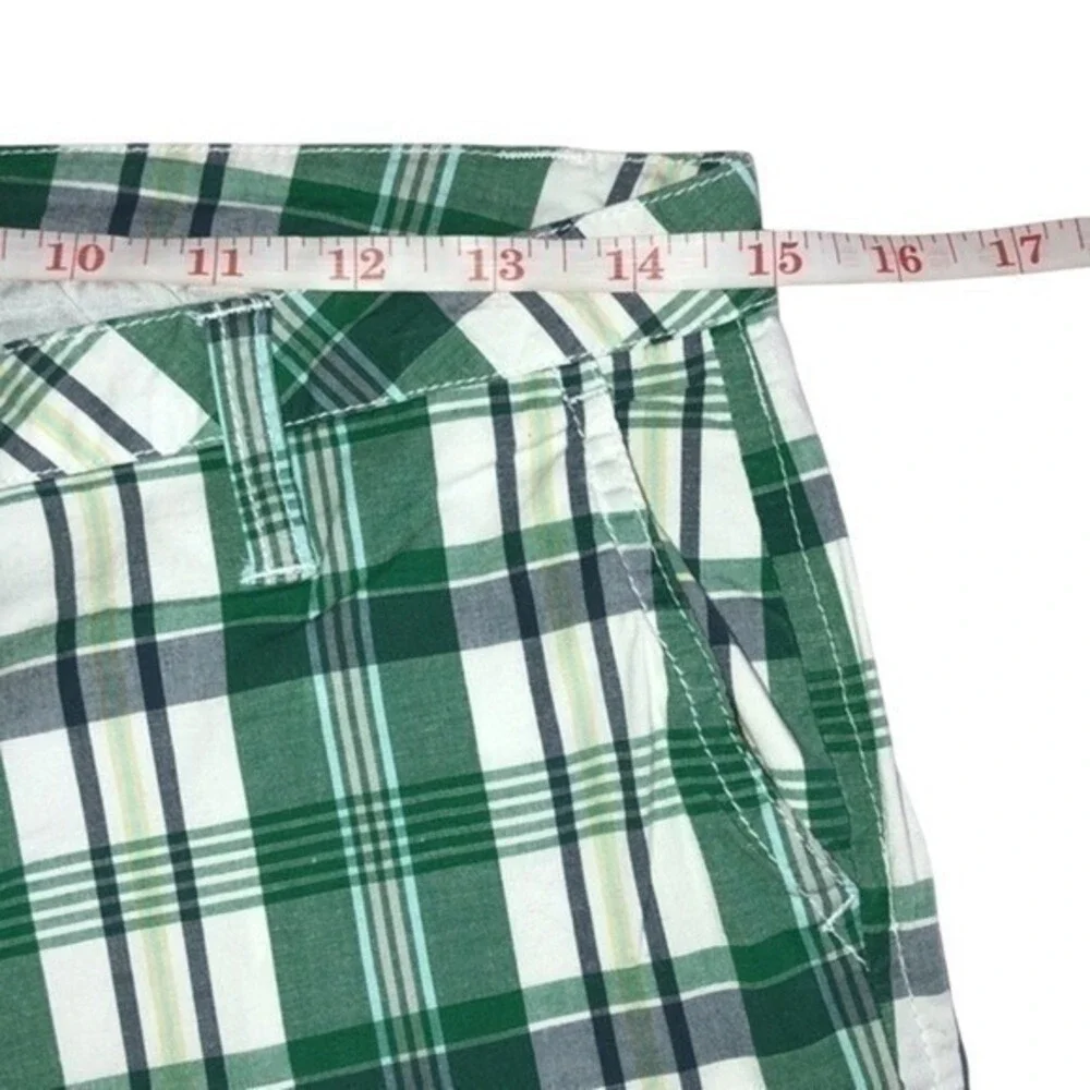 Ocean Drive Athletics‎ Plaid Casual Summer Shorts Green Women Small